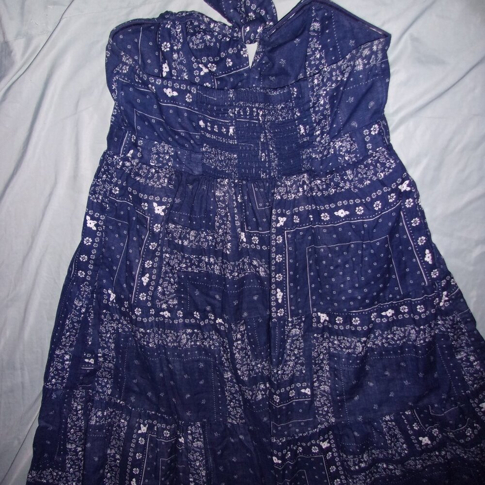 size xxl  womens blue print strapless dress summer 2x 2 x sun - Picture 2 of 5
